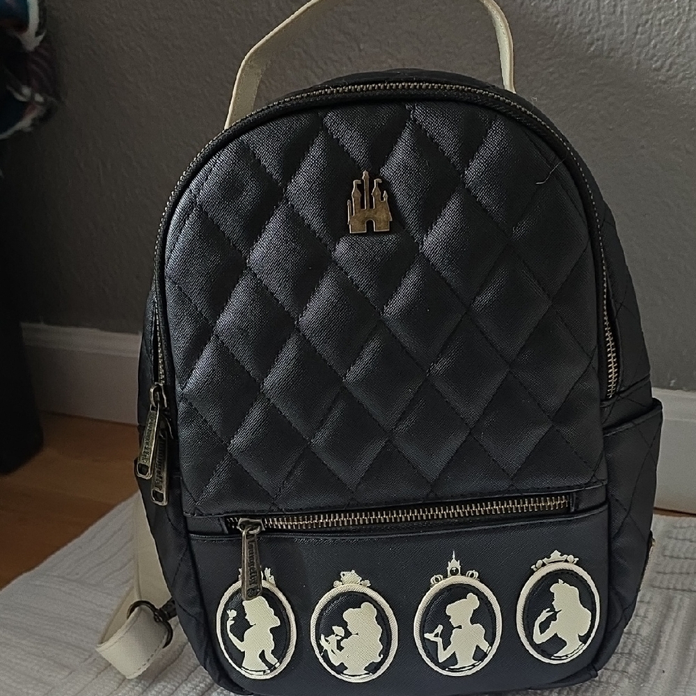 Loungefly DISNEY Princess Black Quilted Backpack with Character Accents